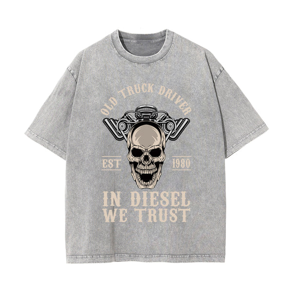 Old Truck Driver Stone Wash Graphic Tee-INNBLAC