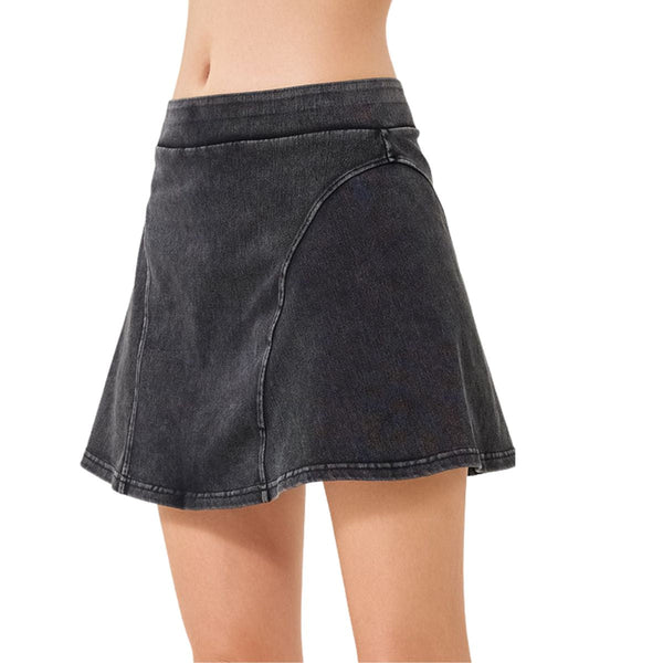 Women's Stretch Flared Knit Denim Skort