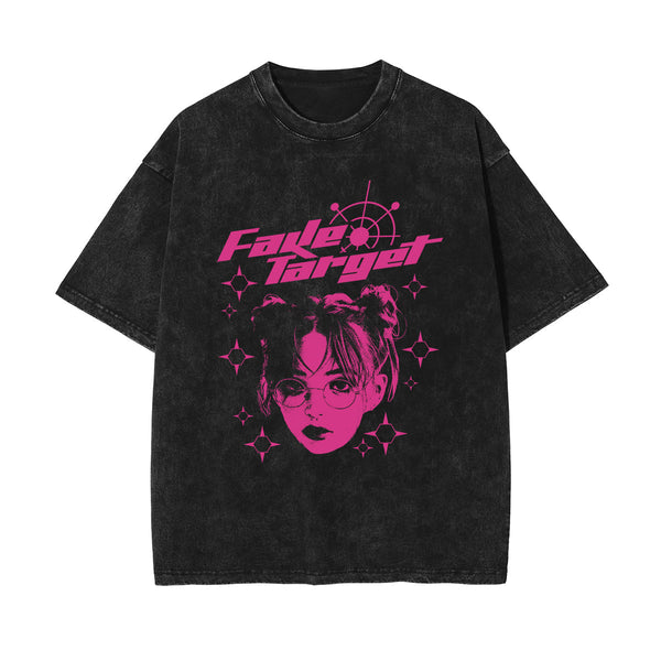 Y2K Girl Stone Wash Graphic Tee-INNBLAC