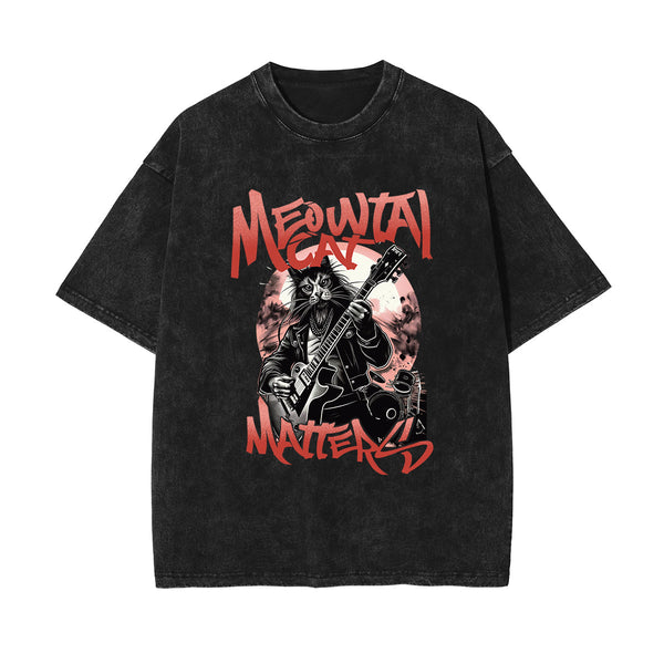 Heavy Meowtall Stone Wash Graphic Tee-INNBLAC