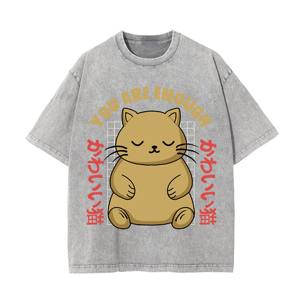 You Are Enough Graphic Washed Tee-INNBLAC