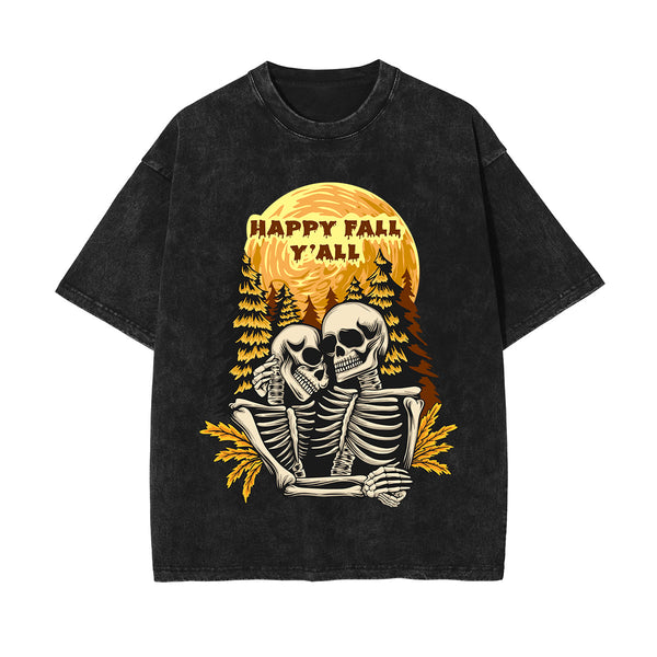 Happy Fall Yall Graphic Washed Tee-INNBLAC