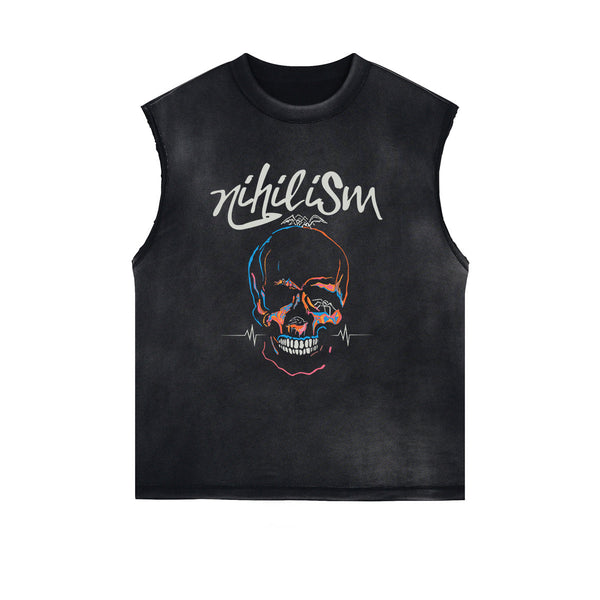 Neon Skull Sleeveless Graphic Tee-INNBLAC