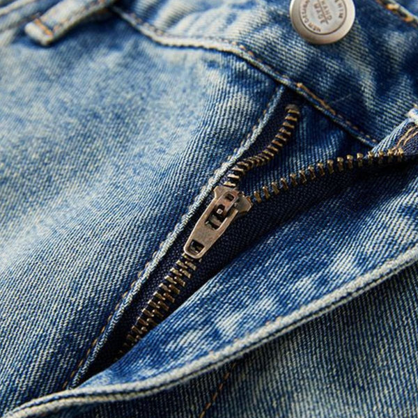 Distressed Wide-Leg Cropped Denim Jeans