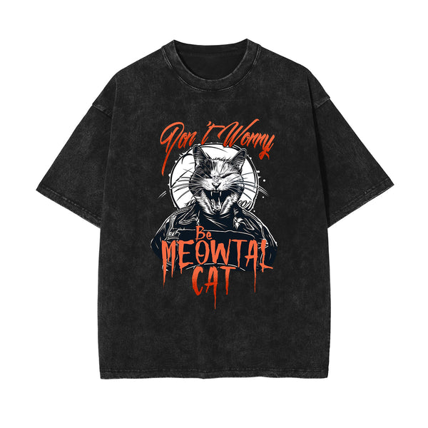 Heavy Meowtall Stone Wash Graphic Tee-INNBLAC
