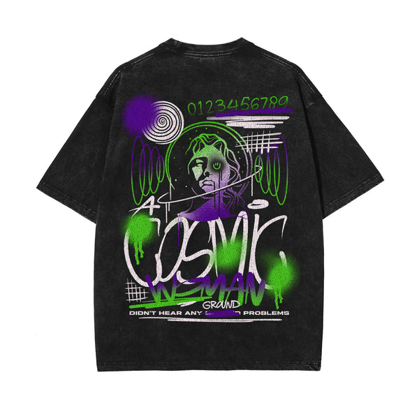 Graffiti Art Stone Wash Graphic Tee-INNBLAC