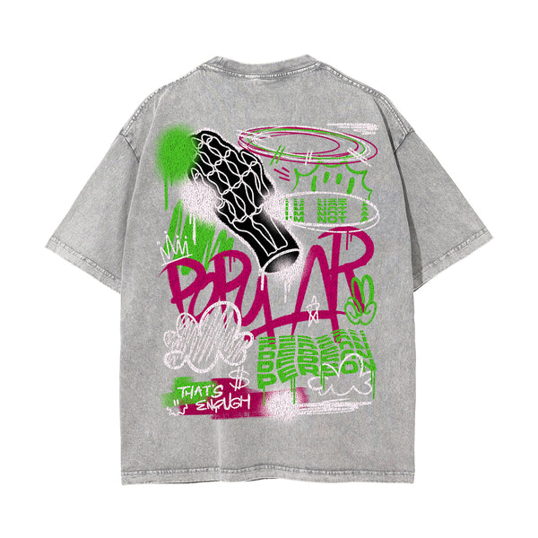 Stone Wash Aesthetic Graphic Tee-INNBLAC