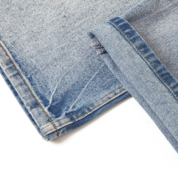 Vintage Wash Faded Wide-Leg Jeans