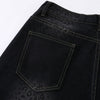 Black Leopard Print Denim Bermuda Shorts