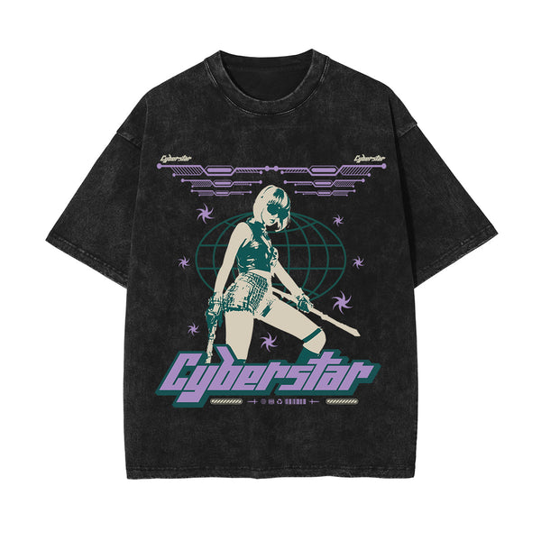 Cyberstar Gir Y2k Streetwear Graphic Tee-INNBLAC