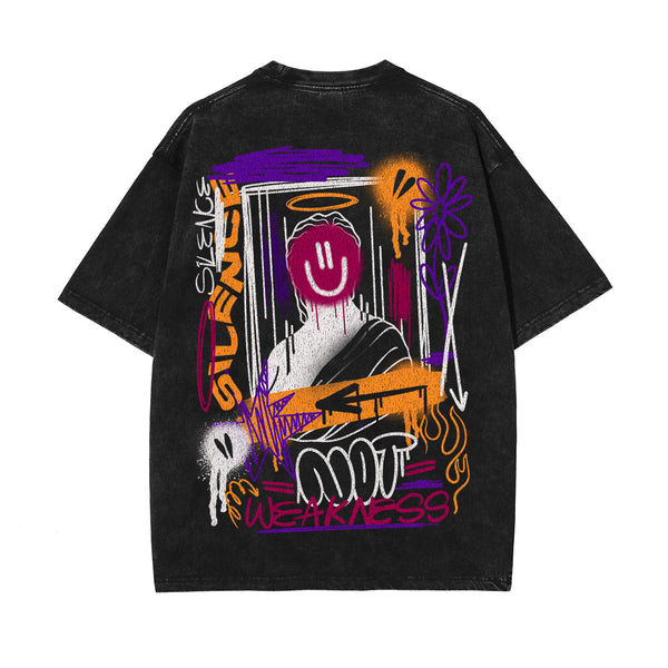 Graffiti Art Stone Wash Graphic Tee-INNBLAC