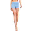 Mid-Waisted Washed Knit Denim Shorts