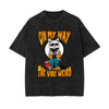 Cute Cat Stone Wash Graphic Tee-INNBLAC