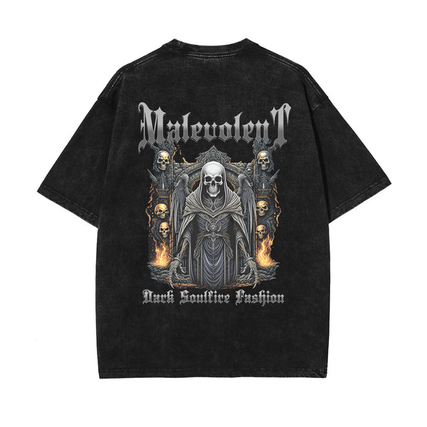 Skull Artwork Graphic Faded Tee-INNBLAC