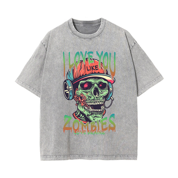 I Love You Like Zombies Love Brains Graphic Tee-INNBLAC