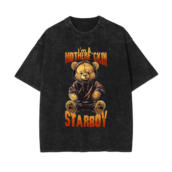 Bear In Hoodie Graphic Tee-INNBLAC