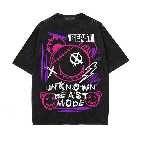 Beast Mode Graffiti Stone Wash Graphic Tee-INNBLAC