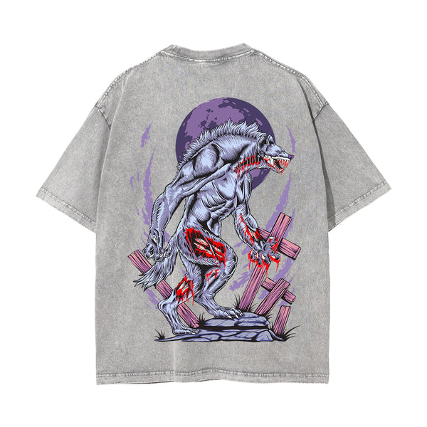 Zombie Beast Graphic Washed Tee-INNBLAC