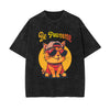 Cute Cat Stone Wash Graphic Tee-INNBLAC