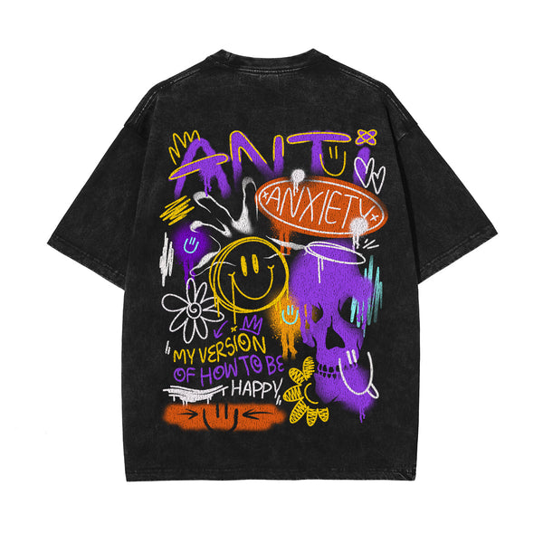 Graffiti Art Stone Wash Graphic Tee-INNBLAC
