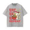 Eat Repeat Graphic Washed Tee-INNBLAC