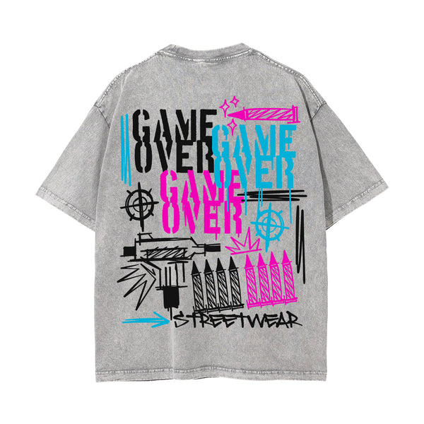 Game Over Graffiti Urban Graphic Tee-INNBLAC