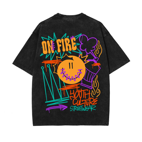 New York Graffiti Urban Graphic Washed Tee-INNBLAC