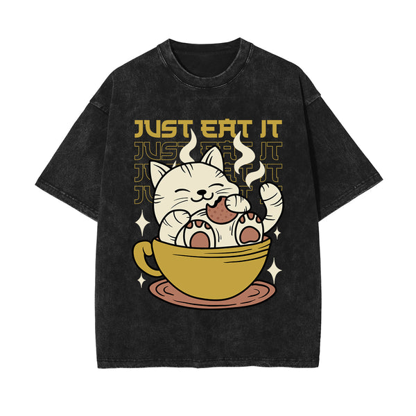 Just Eat lt Graphic Washed Tee-INNBLAC