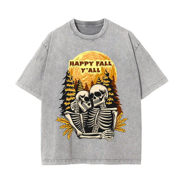 Happy Fall Yall Graphic Washed Tee-INNBLAC