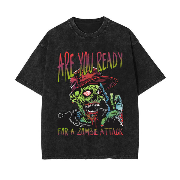 Are You Ready For A Zombie Attack Graphic Tee-INNBLAC