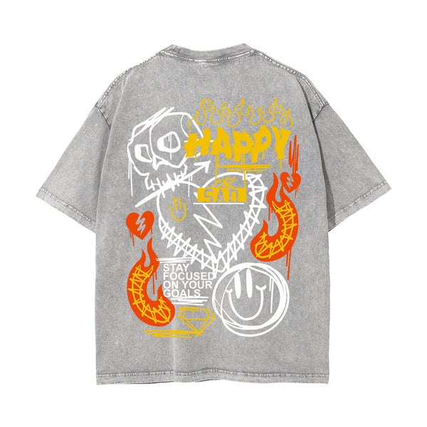 Happy Or Sad Graffiti Style Graphic Tee-INNBLAC