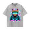 Cyber Cat Graphic Washed Tee-INNBLAC