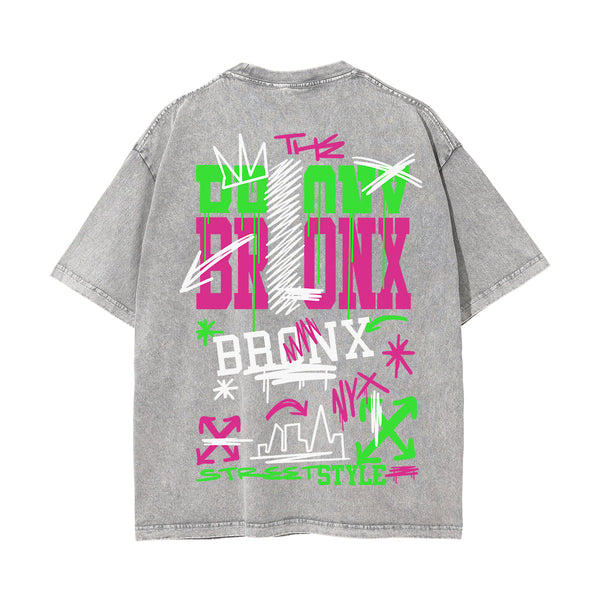 Bronx Graffiti Urban Stone Wash Graphic Tee-INNBLAC