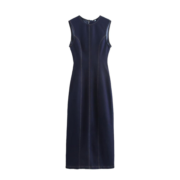 Women's Sleeveless Bodycon Maxi Denim Dress