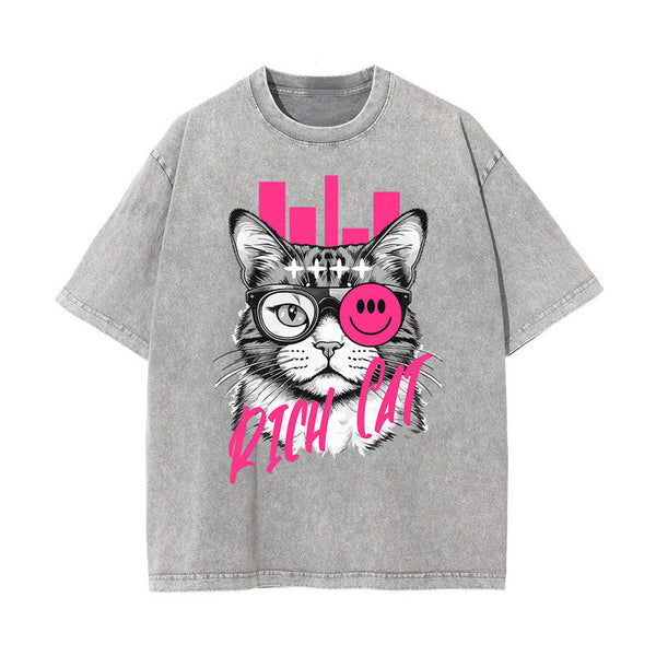 Rich Cat Funny Urban Graphic Tee-INNBLAC