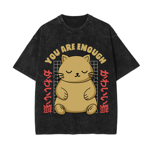 You Are Enough Graphic Washed Tee-INNBLAC