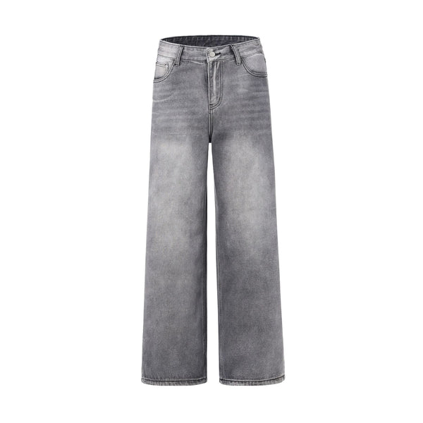 Relaxed Fit Wash Denim Gray Jeans-INNBLAC