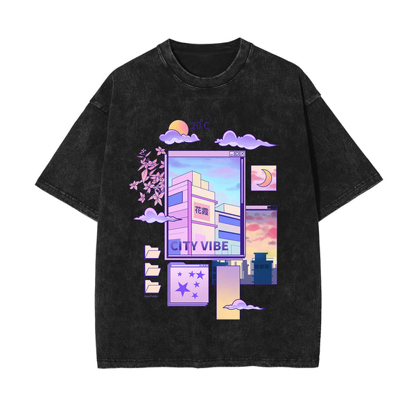 City Vibe Graphic Washed Tee-INNBLAC