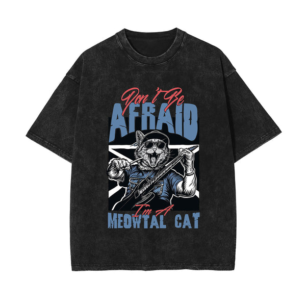 Heavy Meowtall Stone Wash Graphic Tee-INNBLAC