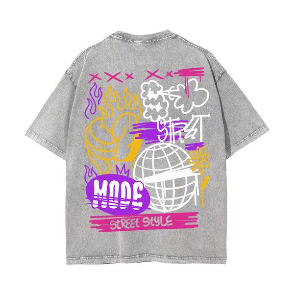 Street Mode Graffiti Washed Tee-INNBLAC