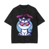 Cute Cat Stone Wash Graphic Tee-INNBLAC