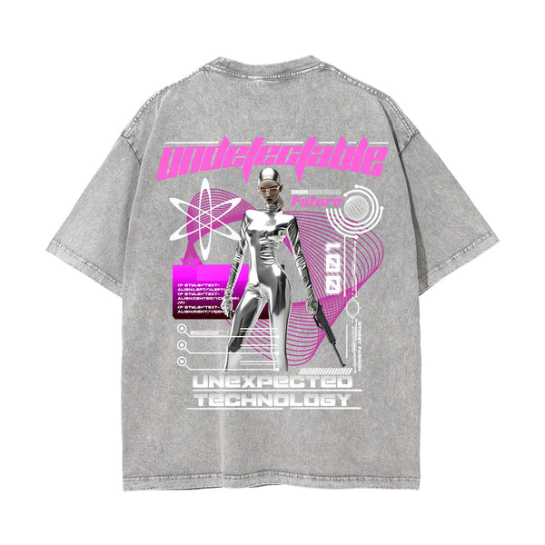 Futuristic Streetwear Chrome Graphic Tee-INNBLAC