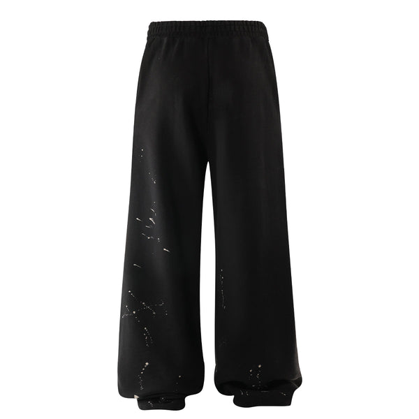 Casual Loose Fit Paint Splatter Elastic Waist Sweatpants
