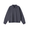 Relaxed Fit Solid Color Polo Neck Sweatshirt