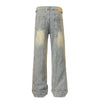 Muddy-Wash Faded Panel-Stitch Jeans