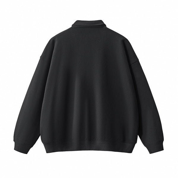 Solid Color Fleece Polo Collar Sweatshirt