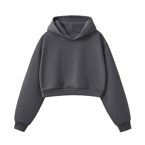 Women's Solid Color Relaxed Cropped Hoodie