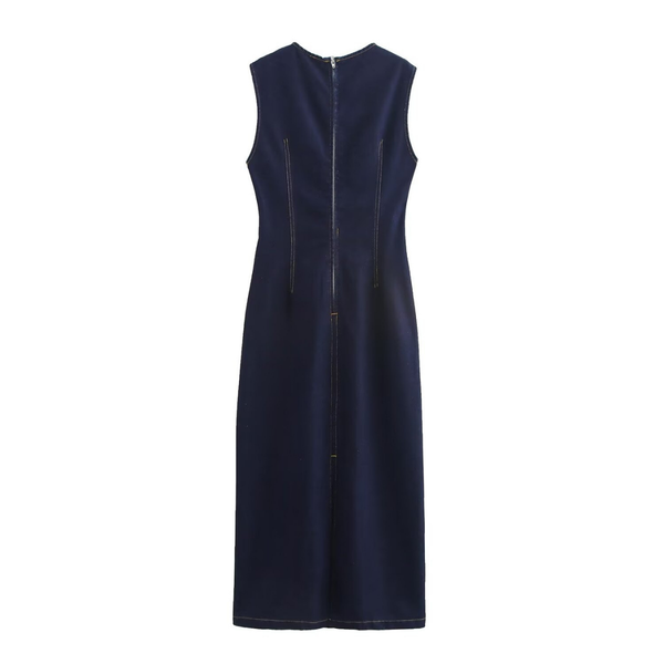 Women's Sleeveless Bodycon Maxi Denim Dress
