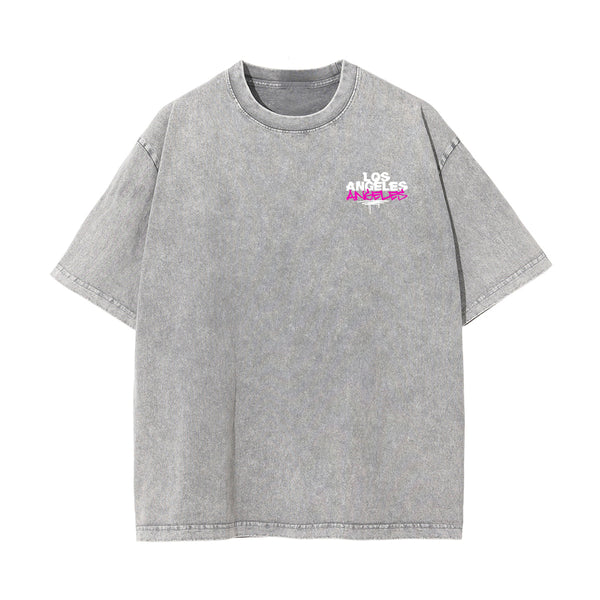 Los Angeles Graffiti Graphic Washed Tee-INNBLAC