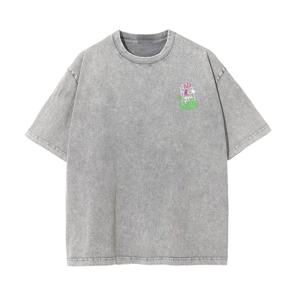 Never Look Back Graffiti Graphic Washed Tee-INNBLAC